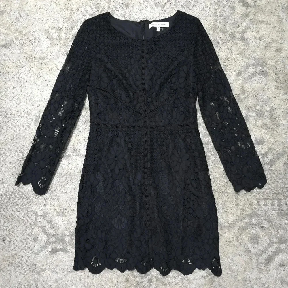 CUPCAKES & CASHMERE Nwt Makenna Black All-Over Lace Dress, Scalloped Hem, 10 - Picture 10 of 16